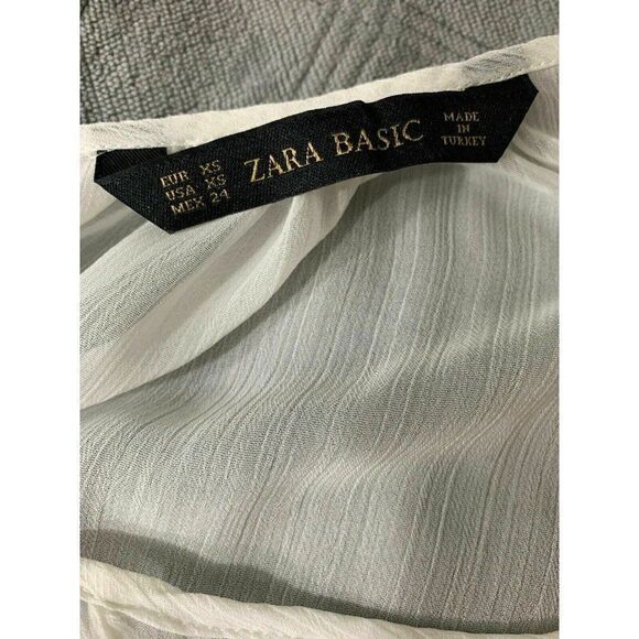 Zara Womens Solid White Sheer Long Sleeve Button Down Top Blouse Xs - Picture 6 of 6
